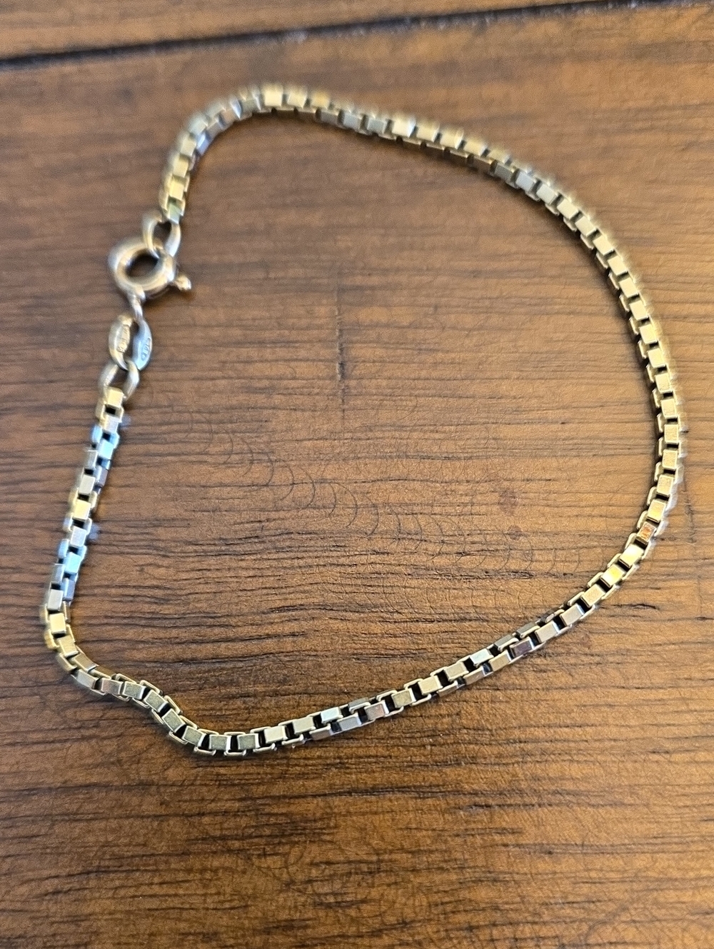Vintage (1976) Italy Arezzo 14kt Gold Box Chain Bracelet 7"